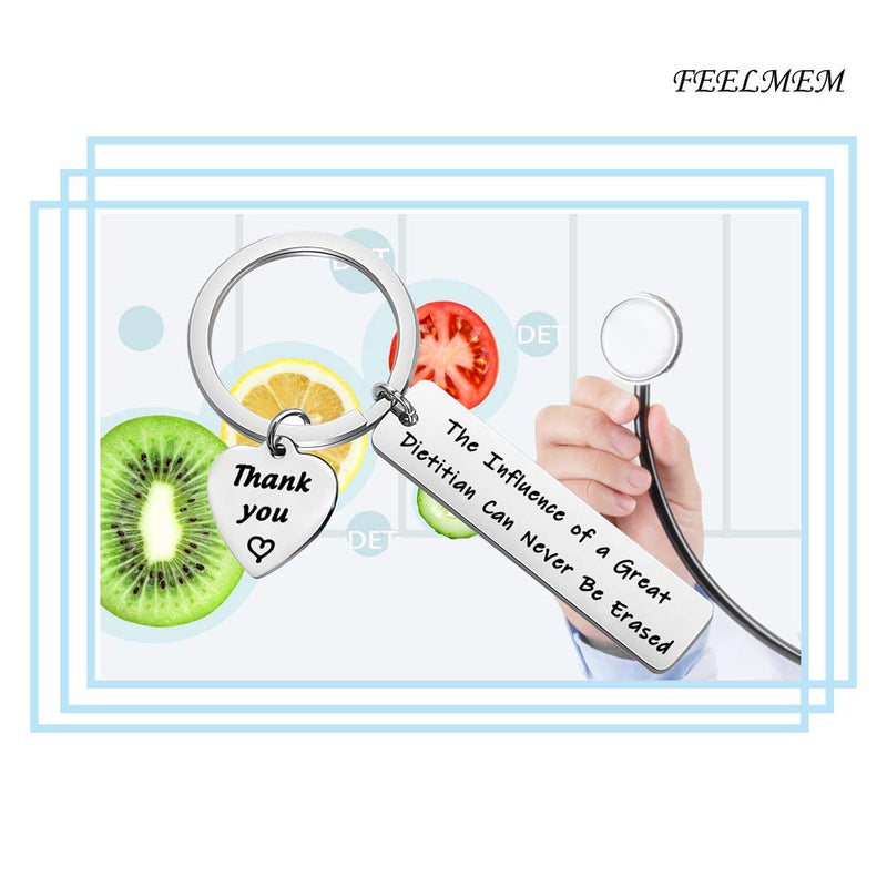 [Australia] - FEELMEM Dietitian Gift Nutrionist Gift Dietitian Appreciation Keychain The Influence of a Great Dietitian Can Never Be Erased Jewelry for Registered Dietitian Dietician silver 