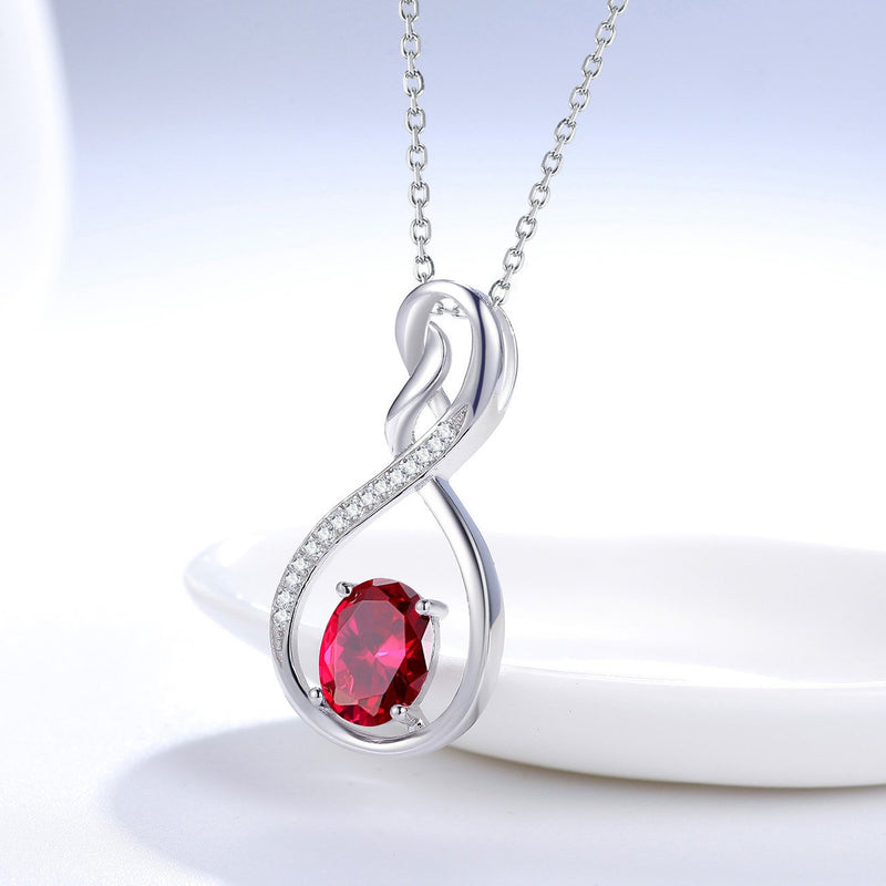 [Australia] - September Birthstone Jewelry for Women Birthday Gifts Blue Sapphire Necklace for Mom Wife Sterling Silver Endless Love Peridot Ruby Jewelry Ruby Endless Love Infinity Necklace 
