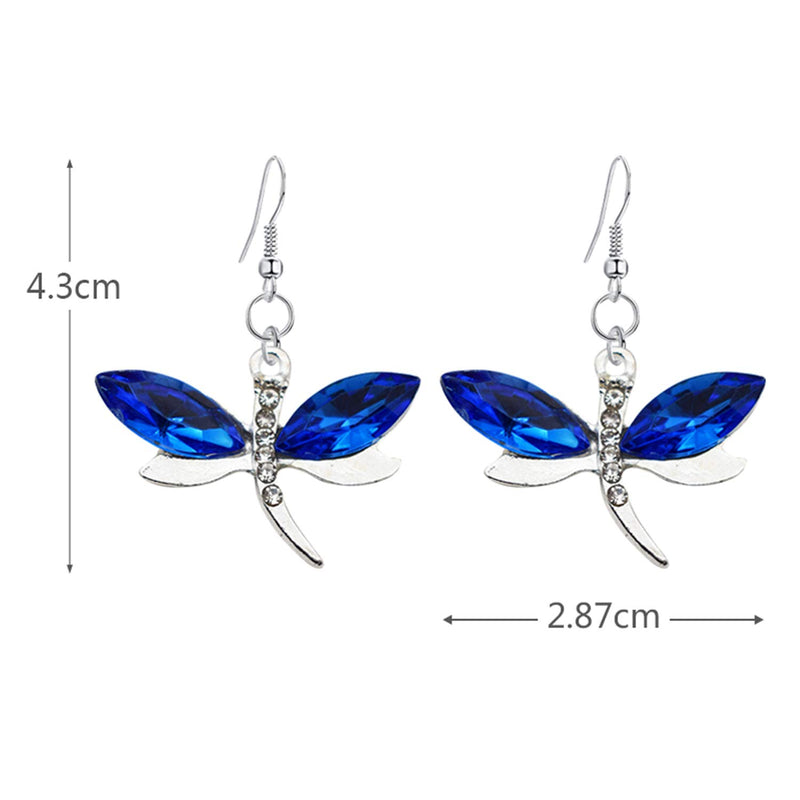 [Australia] - WUWEIJIAJIA 8 Pairs Unique Chic Multicolor Sparkly Crystal Dragonfly Dangle Drop Earrings Tiny Animal Earrings Set for Women Girls Trendy Personalized Statement Jewelry Gifts 8-Piece Set 