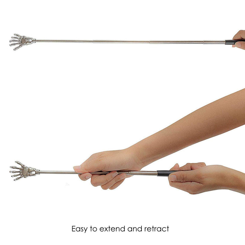[Australia] - TRIXES Black Back Scratcher � Extendable Telescopic Handle � Stainless Steel Skeleton Hand � Back Massager � Body Massager Head Scratcher � Cool Gadget � Funny (Black) 