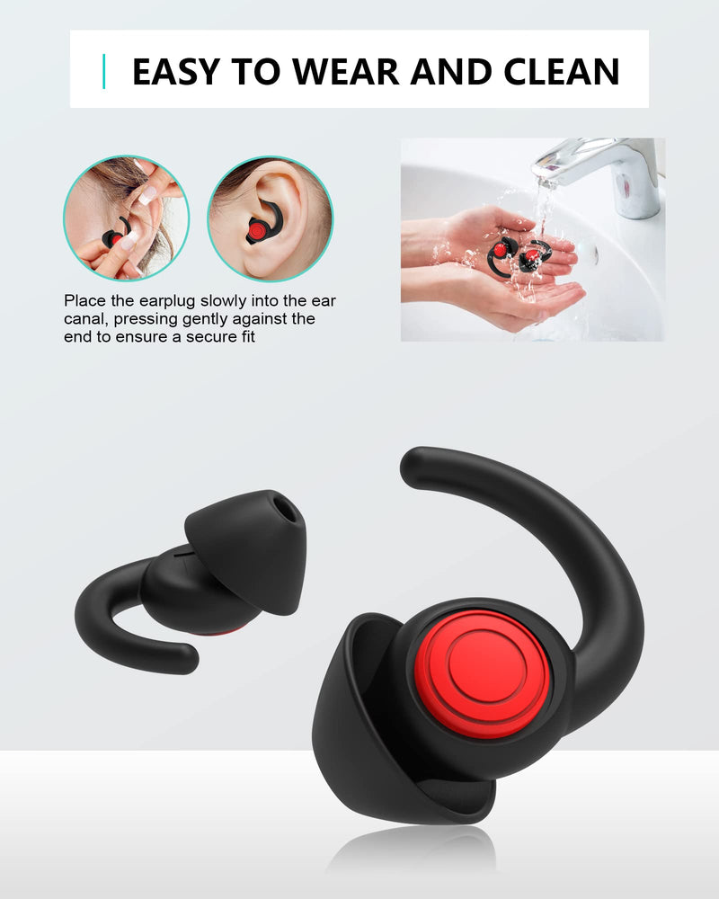 [Australia] - SUPCEAT Ear Plugs for Sleeping Noise Canceling, 2 Pairs Reusable&Washable Earplugs Sound Blocking Sleeping, Soft Silicone Noise Reduction Ear Plug for Sleep, Music, Parties, Festivals, Concerts(Black) Black 