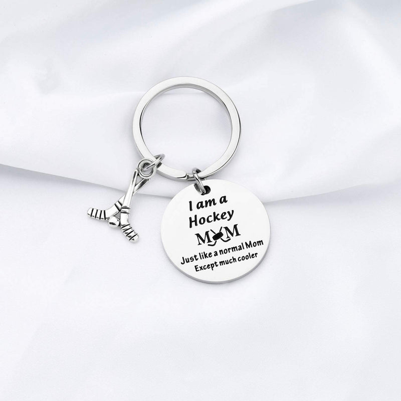 [Australia] - FUSTMW Hockey Mom Gifts Hockey Keychain I am a Hockey MOM Jewelry Hockey Mom Charm for Hockey Players Gifts silver 