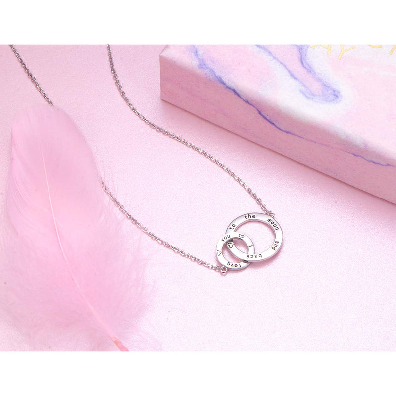 [Australia] - S925 Sterling Silver Mother's Love Heart Pendant Necklace Gift for Women Wife Mother Daughter 03_I love you to the moon and back 