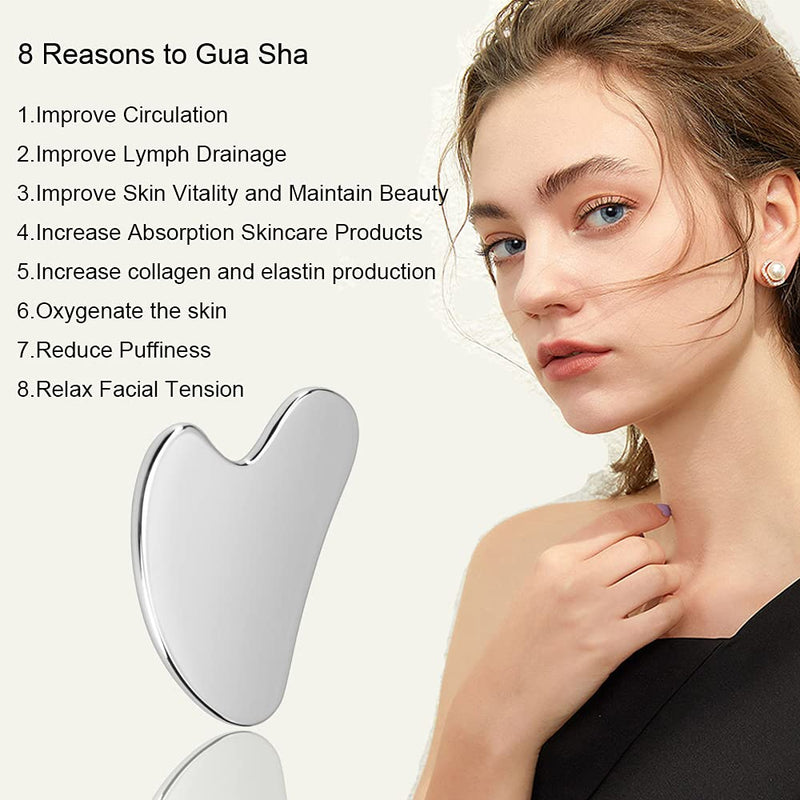 [Australia] - Ditind Gua Sha, Gua Sha Facial Tools, Stainless Steel Guasha Tool for Facial and Body SPA, Guasha Massage for Toxins Prevents Wrinkles and Body SPA Acupuncture Therapy Silver 