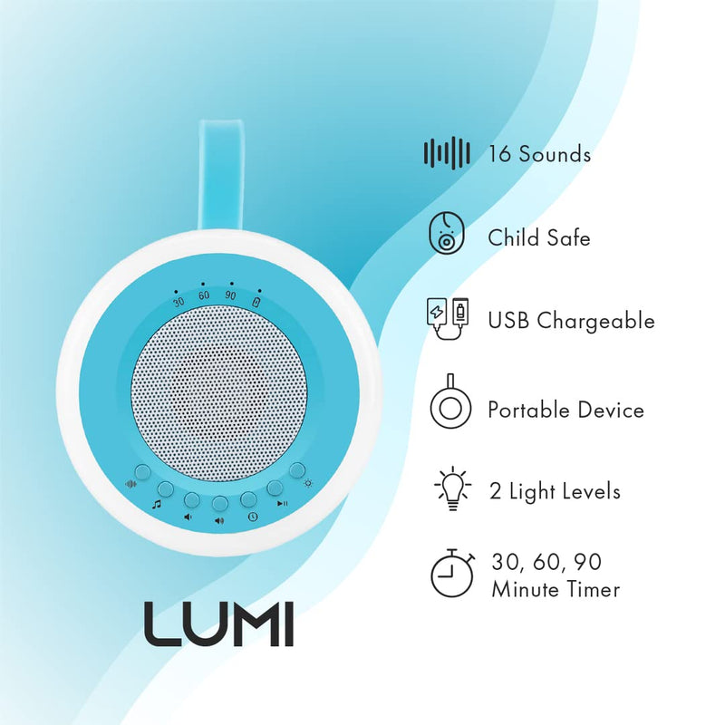 [Australia] - LUMI | Blue Portable White Noise Machine | White Noise Machine Baby | Baby Sleep Aid | 16 Sounds | 2 Colour Options | Sleep Aid for Adults, Kids & Babies | Rechargeable 