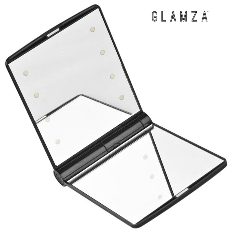 [Australia] - Glamza LED Light Foldable Illuminated Make Up Cosmetic Flip Beauty Vanity Mirror Travel 