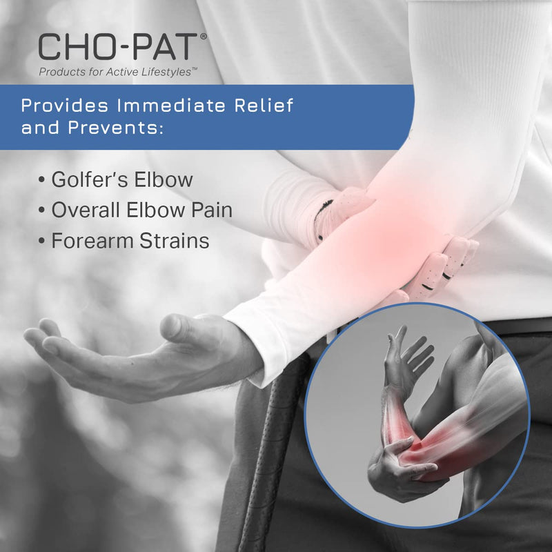 [Australia] - Cho-Pat Golfer’s Elbow Support Strap, Adjustable Compression Forearm Support for Golfer’s Elbow Treatment, Overuse Syndromes, and Muscle Strains, Medium Black 