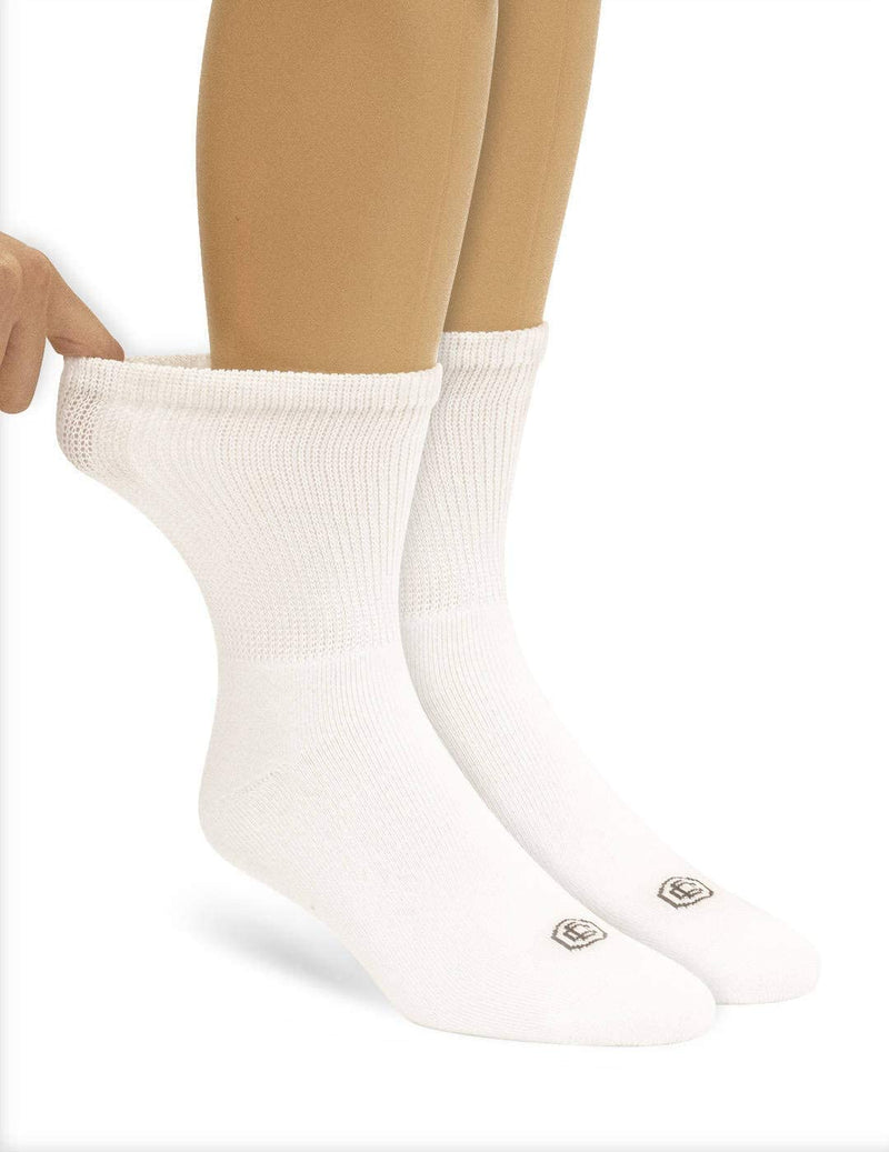 [Australia] - Doctor's Choice Diabetic Socks for Men, Seamless Crew Socks with Non-Binding Top, 4-Pairs, Large 10-13 & X-Large 13-15 White/Crew Large (4 Pair) 