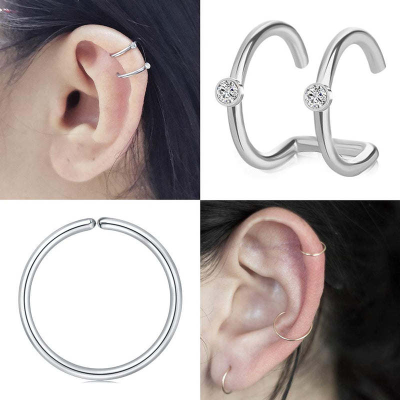 [Australia] - MODRSA 16g Cartilage Earring Stud Hoop for Women Tragus Stud Earring Cartilage Piercing Jewelry Surgical Stainless Steel Forward Helix Earrings Hoop Conch Piercings Jewelry Ear Cuffs Silver Rose Gold A -silver 