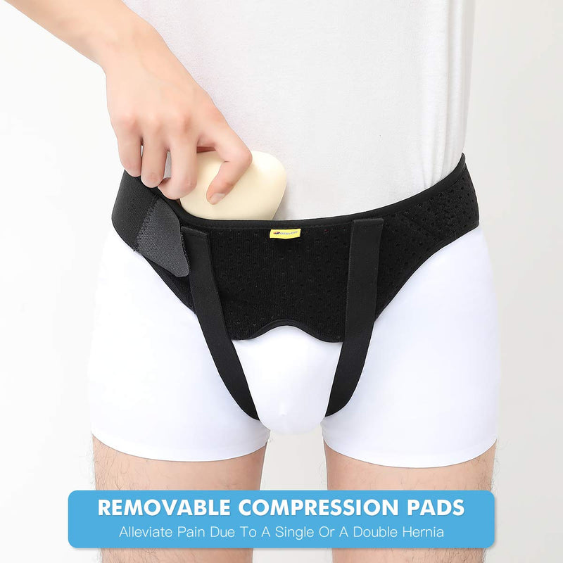 [Australia] - Tenbon Hernia Belt Truss for Single/Double Inguinal or Sports Hernia, Hernia Support Brace for Men for Women Pain Relief Recovery Strap with 2 Removable Compression Pads Comfortable Material X-Large 