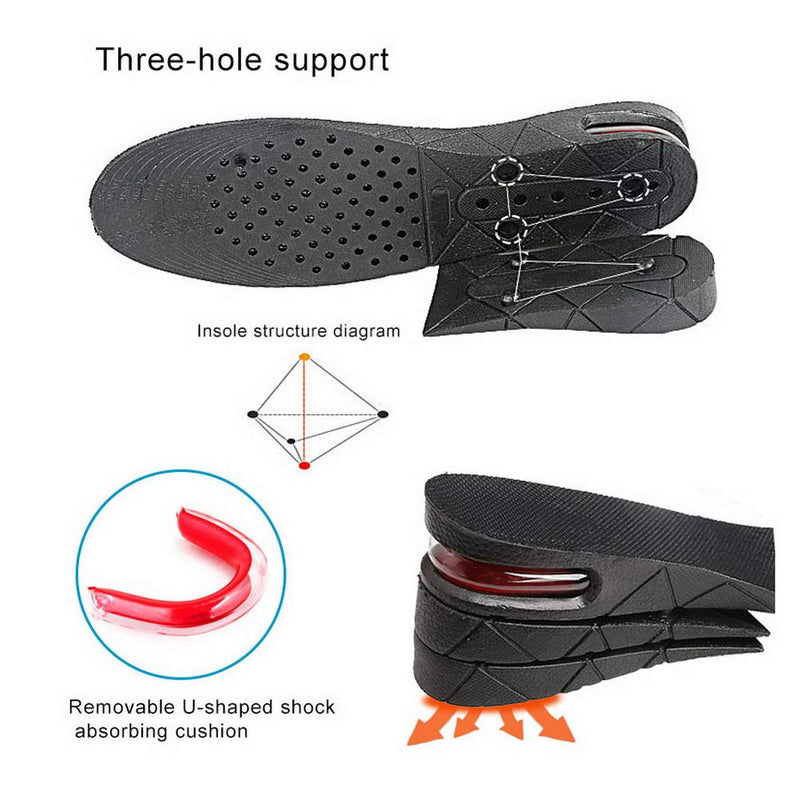 [Australia] - ZHIYE Height Increasing Shoe Insole, 3 cm 5cm 7 cm Adjustable 3-Layer Orthotic Air Cushion Heel Insert Increase Insole for Men Women Black 