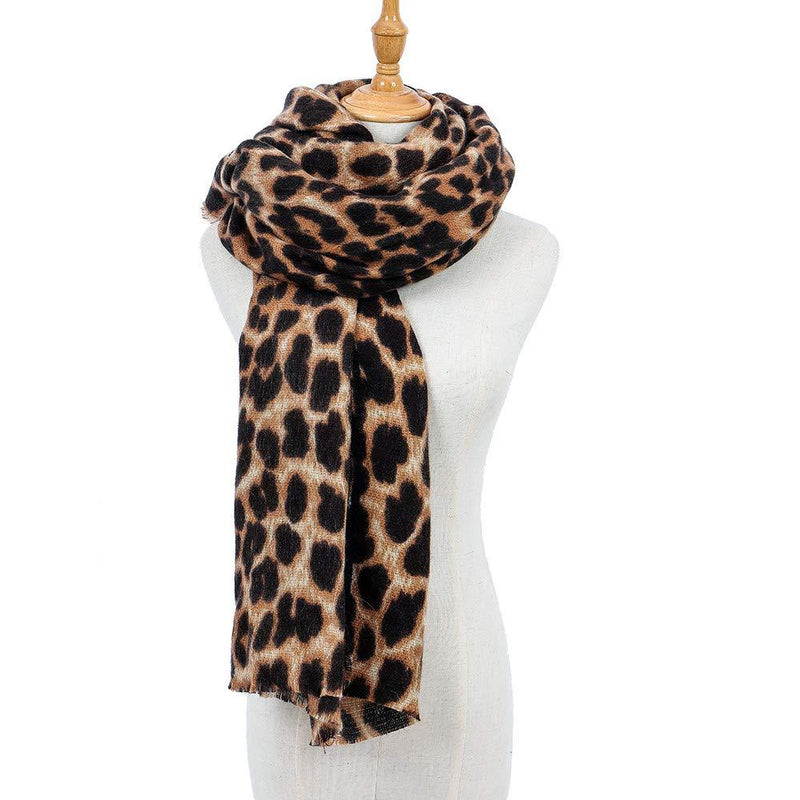 [Australia] - Superora Leopard Print Scarf Women Scarf Blanket Scarf Large Long Wrap Shawl Animal Print Soft Warm 200 * 90 Black 