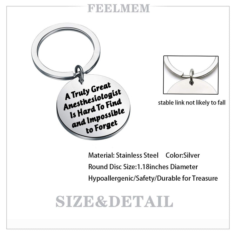 [Australia] - FEELMEM Anesthesiologist Gifts Anesthesiologist Technician Gift CRNAS Gift A Truly Great Anesthesiologist is Hard to Find Keychain Gift for Anesthetist Doctor Nurse Anesthetist silver 