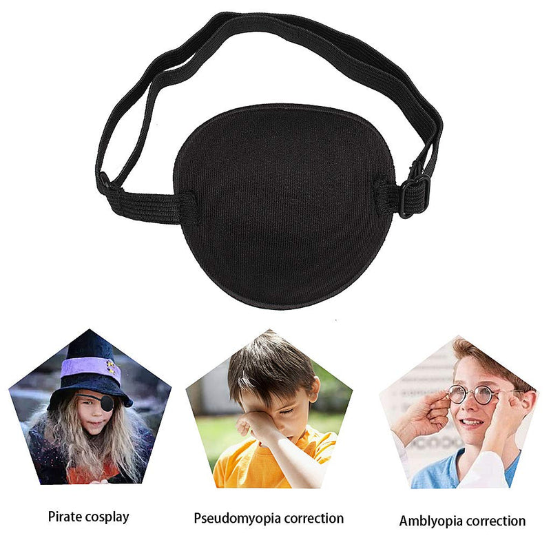 [Australia] - SWKJ 2 PCS Set Eye Patch Single Eye Mask with Adjustable Buckle Soft and Comfortable Pirate Eye Patch for Adults and Kids for Amblyopia Lazy Eye- Black 