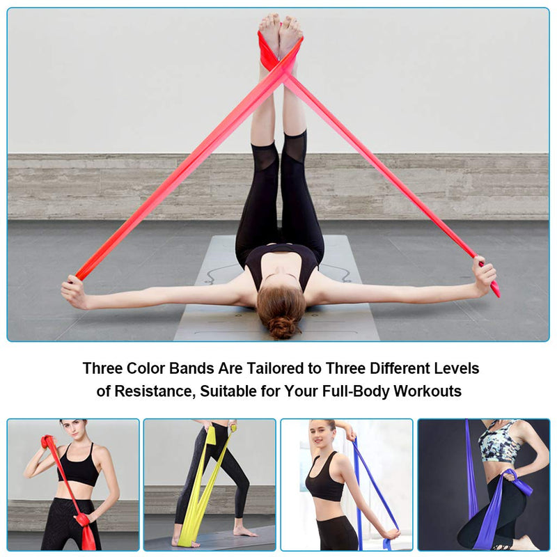 [Australia] - Resistance Bands Set, [Set of 3] 2.0M/6.5ft Skin-Friendly Exercise Bands with 3 Resistance Levels, Workout Resistance Bands Set for Women and Men,Ideal for Strength Training, Pilates, Yoga, Fitness 