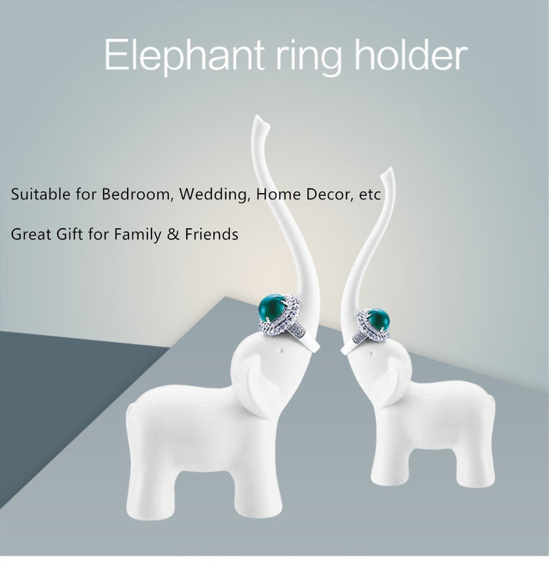 [Australia] - Fantasee Elephant Ring Holder Decorative Ring Stand Art Crafts Home Decor, 100% Melamine Material, Ceramic-Like (White Elephant) White Elephant 