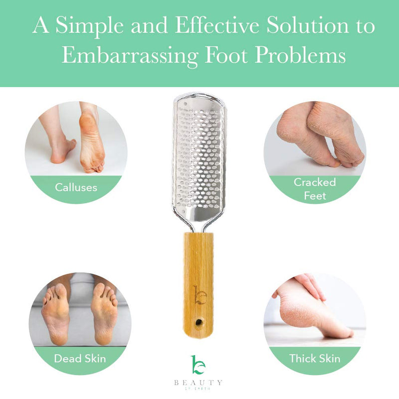 [Australia] - Foot File - Callus Remover Tool for Dead Skin Removal, at Home Pedicure Tools, Foot Rasp Callus Remover Feet and Heels, Smooth Soft Feet Using a Grater & Scraper (Bamboo & Stainless Steel) (1 Pack) 1 Count (Pack of 1) 