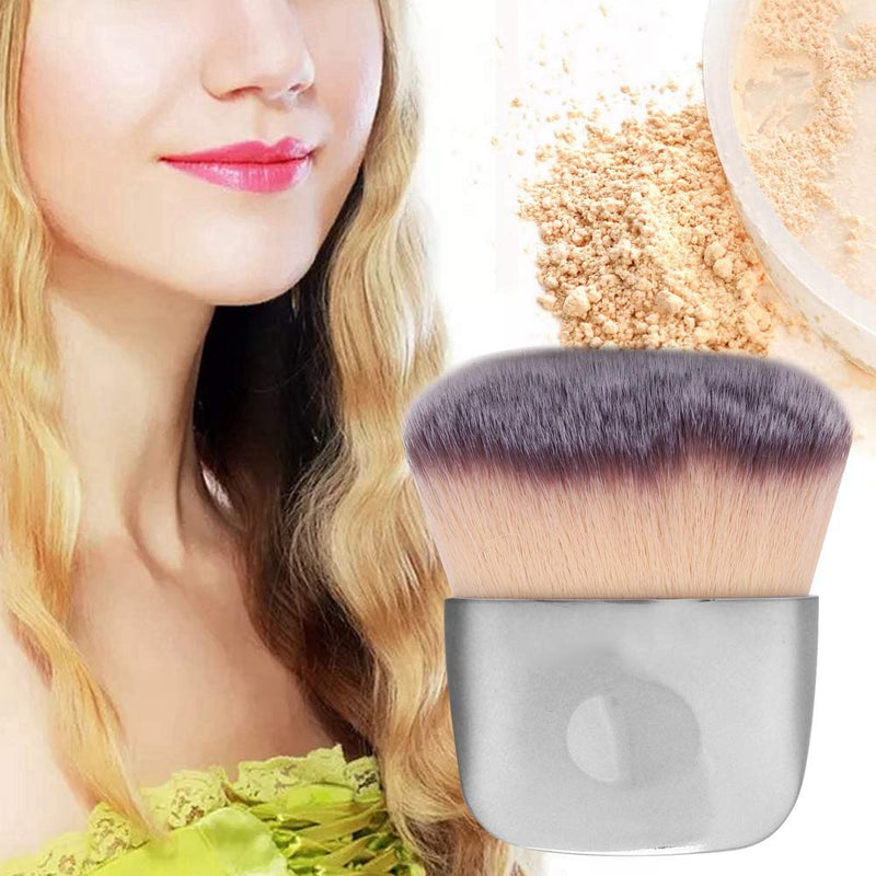 [Australia] - Mini Makeup Brush Soft Hair Loose Powder Blush Brush Foundation Brush Beauty Tool for Blending Liquid, Cream or Powder Cosmetics (Silver) Silver 