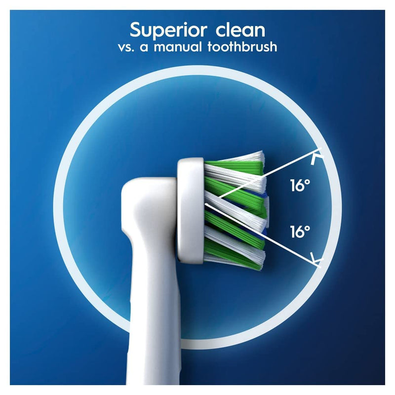 [Australia] - Oral-B Cross Action Electric Toothbrush Head with CleanMaximiser Technology, Angled Bristles for Deeper Plaque Removal, Pack of 4 Toothbrush Heads, White 4 Count (Pack of 1) 