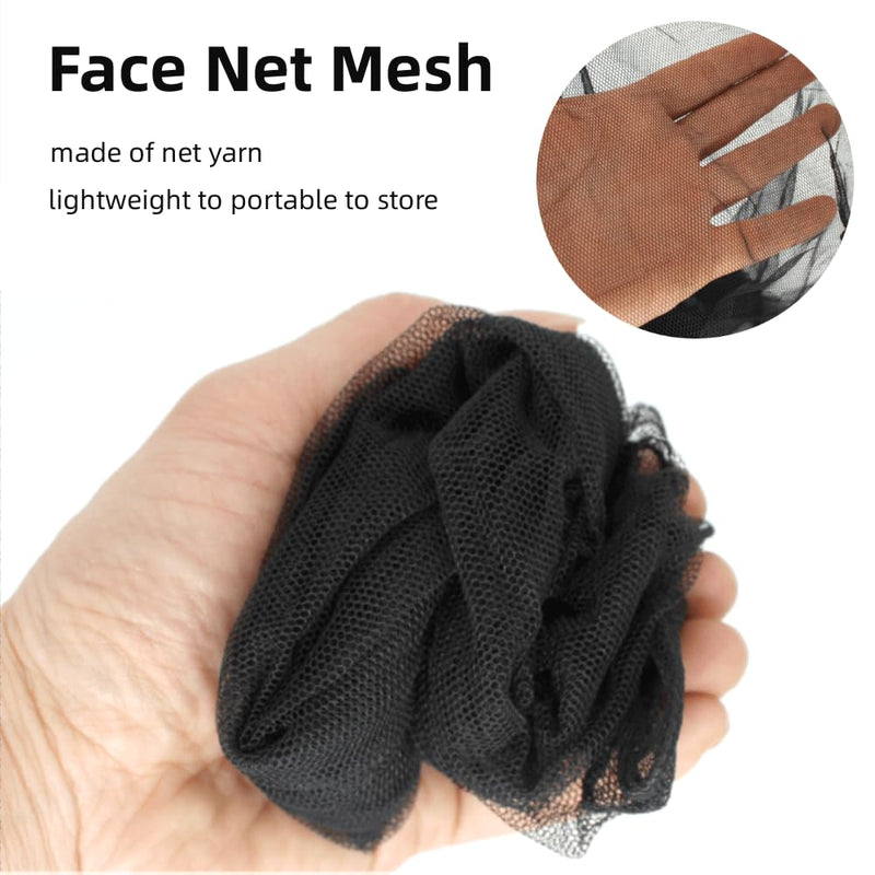[Australia] - Midge Head Net with Storage Bag Face Net Mesh Nylon Mosquito Head Net for Outdoor Hiking Camping Climbing Fishing and Walking (Black) Black 