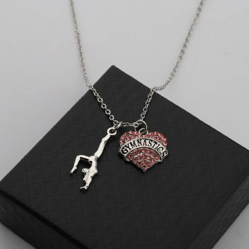 [Australia] - Gzrlyf Gymnast Necklace and Earrings Set Gymnastics Gifts for Gymnast Gymnastics Coach heart necklace 