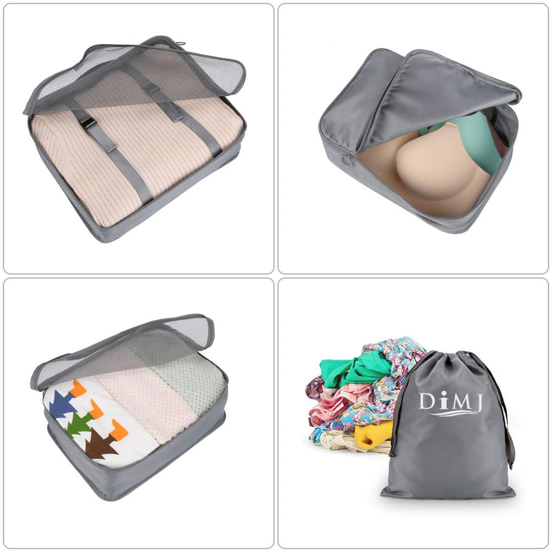 [Australia] - DIMJ 8 Pack Packing Cubes for Suitcase, Travel Luggage Organiser Set, Suitcase Organiser Bags for Clothes, Shoes, Cosmetics, Toiletries (8 Pack, Grey) 