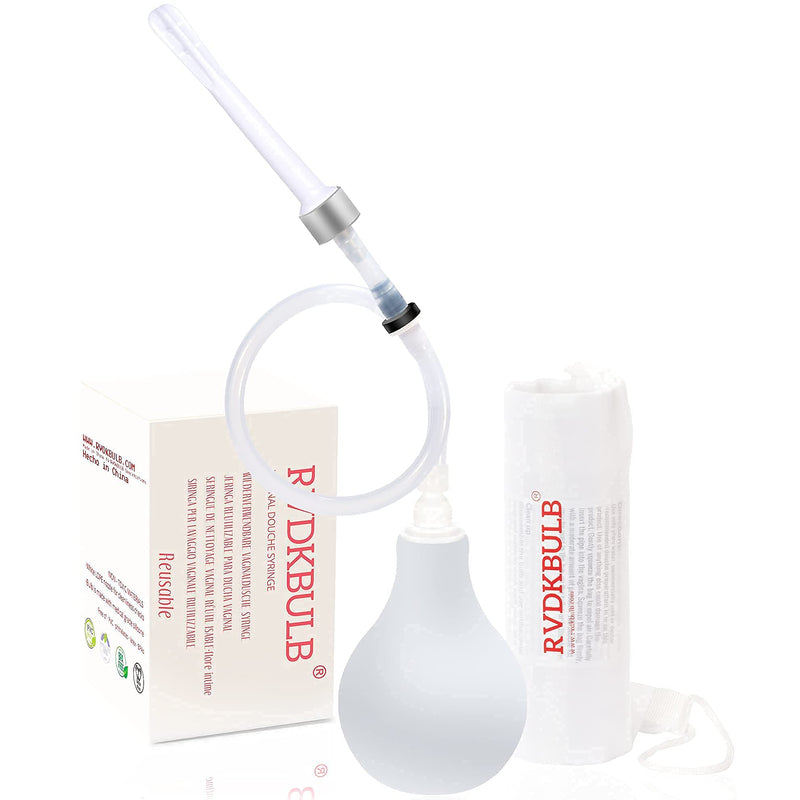 [Australia] - RVDKBULB 2022 New Natural Vaginal Cleansing System with 3 One-Way Valves - Vaginal Douche for Women, 18 inches Long Hose, Free of PVC & Phthalates & BPAs, 12 Fl Oz, White 