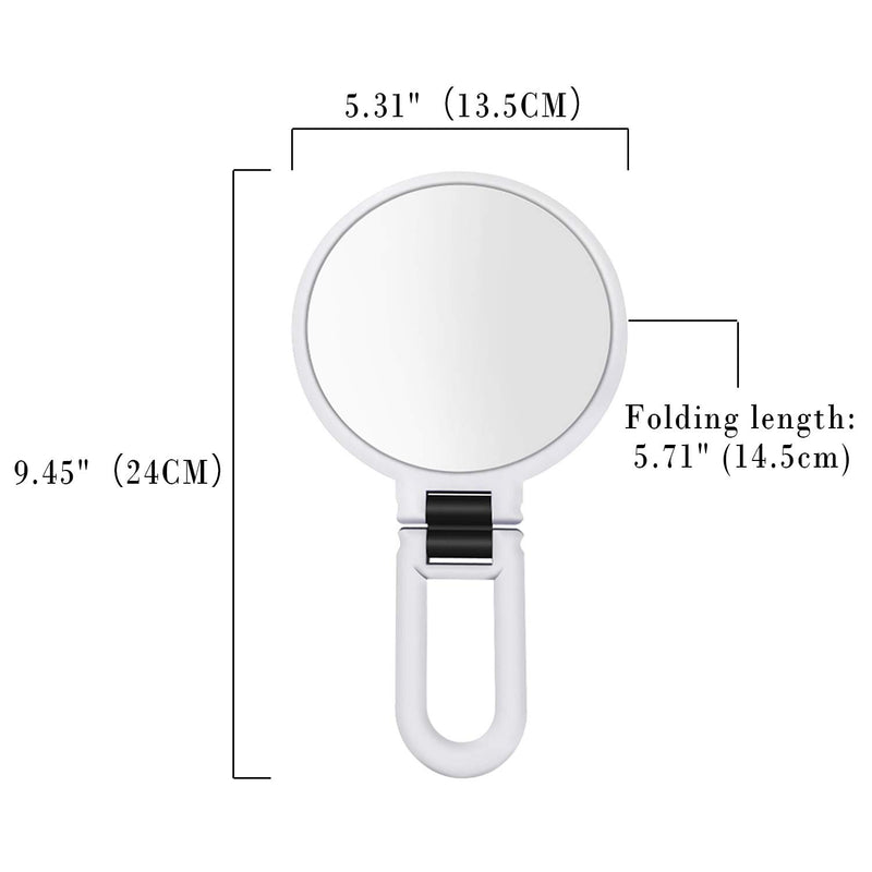 [Australia] - 15X Magnifying Mirror Dual Sided Portable Mirror Folding Rotatable Makeup Mirror with Handheld/Stand, for Bathroom, Tabletop, and Traveling White 