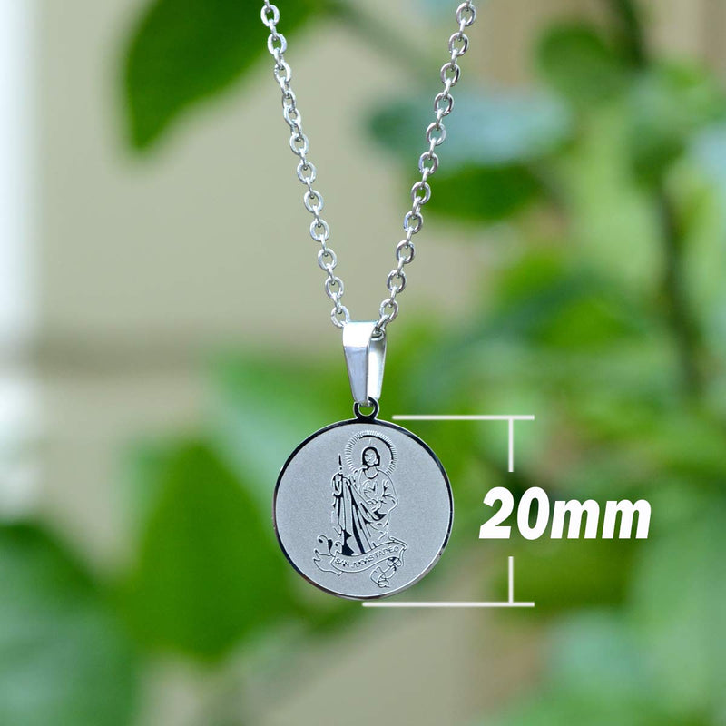 [Australia] - AA Saint Jude Thaddeus Catholic Stainless Steel Pendant with Chain (SSPJ15MDCH-S) Silver 