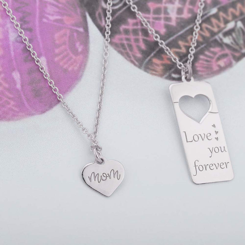 [Australia] - Vanbelle Sterling Silver Jewelry Mother and Daughter Set of Two Necklace with Rhodium Plating for Women and Girls 
