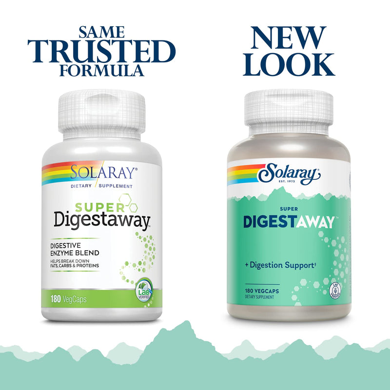 [Australia] - Solaray Super Digestaway Digestive Enzyme Blend | Healthy Digestion & Absorption of Proteins, Fats & Carbohydrates | Lab Verified | 180 VegCaps 