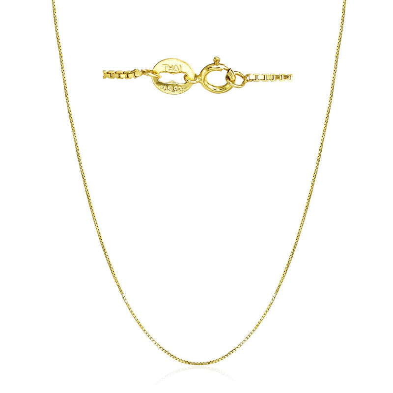 [Australia] - Sea of Ice 925 Sterling Silver 1mm Italian Box Chain for Women Girls Kids Unisex, 14-36 Inch Yellow Gold Flashed Sterling Silver 14.0 Inches 