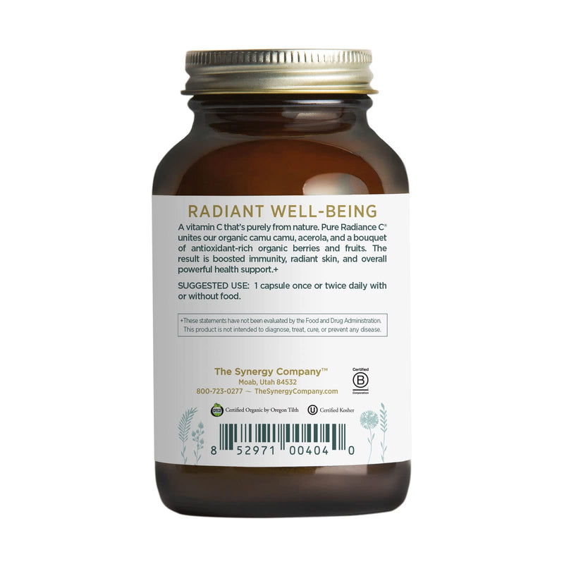 [Australia] - Pure Synergy Pure Radiance C | 90 Capsules | Certified Organic | Non-GMO | Vegan | 100% Natural Vitamin C with Organic Camu Camu Extract 