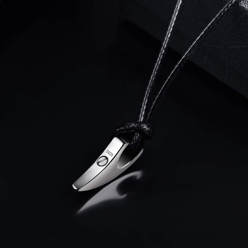 [Australia] - BEILIN 925 Sterling Silver Cremation Jewelry for Ashes Spear Wolf Teeth Urn Necklace for Men 
