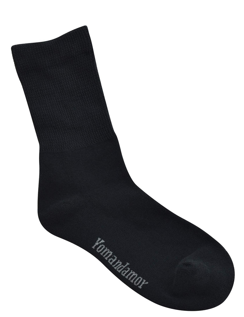 [Australia] - Yomandamor Women's 5 Pairs Non-Binding Cotton Crew Diabetic/Dress Socks with Seamless Toe and Cushion Sole 9-11 5 Pairs Black 