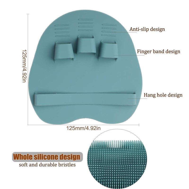 [Australia] - 1 Pack Soft Silicone Shower Brush Body Wash Bath Exfoliating Skin Massage Scrubber, Dry Skin Brushing Glove Loofah, Fit for Sensitive and All Kinds of Skin(Eucalyptus Green) #1 GREEN 
