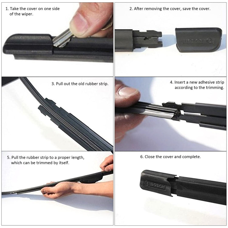 [Australia] - 2 pieces rubber wiper rubber strips, boneless wiper blades, suitable rubber strips, universal wiper blade supplement, car cleaning accessories (6mm*700mm) 