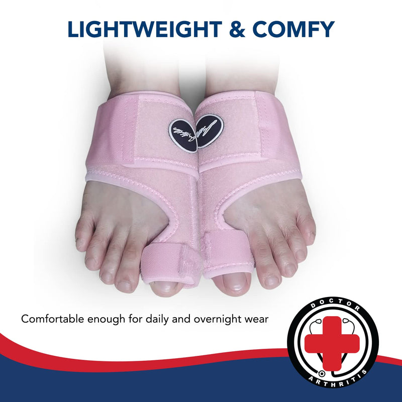 [Australia] - Toe Straightener Foot Brace - Adjustable Foot Wrap and Big Toe Brace to Correct Toes - Bunion Corrector for Men & Women by Dr Arthritis (Pink) Pink 
