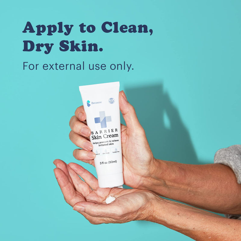 [Australia] - Because Barrier Cream – Fortified with Zinc Oxide and Vitamin E – Prevents Irritation from Chafing, Rubbing and Sore Spots Caused by Incontinence – 3 fl oz, 3-Pack 