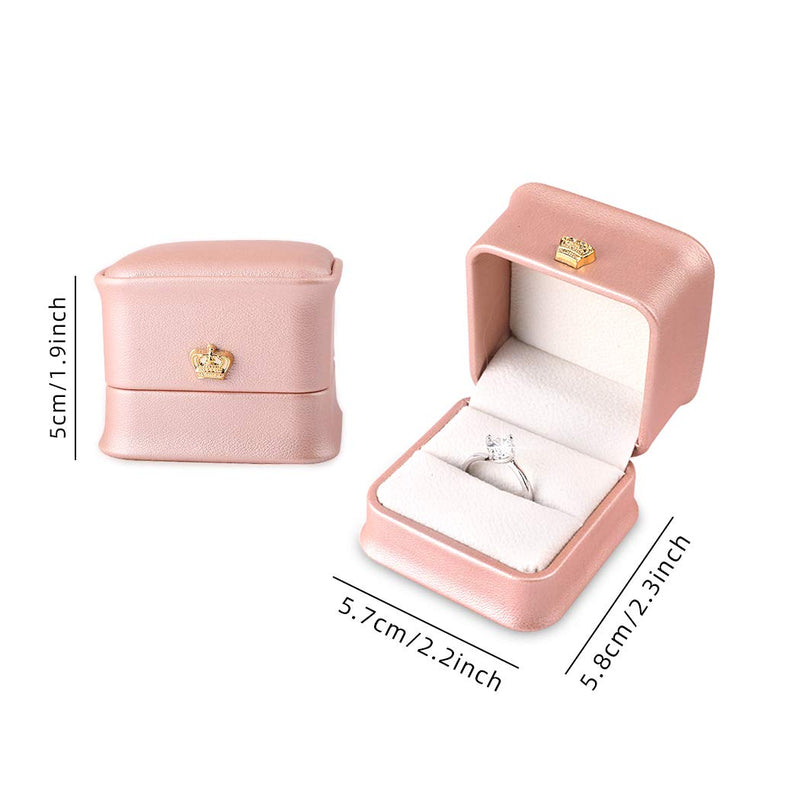 [Australia] - iSuperb Set of 2 Pink Ring Box Proposal Ring Boxes Couple Engagement Jewelry Gift Box Case PU Leather Ring Earrings Jewelry Display for Wedding (Pink ring box) 2pcs Pink Ring Box 