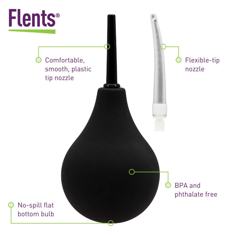 [Australia] - Flents Enema Douche Silicone Bulb for Men and Women, Black Enema Bulb - Black 