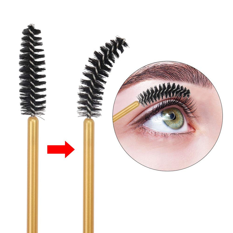 [Australia] - 300 Pack Mascara Wands Disposable Eye Lash Brushes Applicator for Eyelash Extensions Makeup Tool Bulk, Gold/Black Gold/Black-300Pcs 
