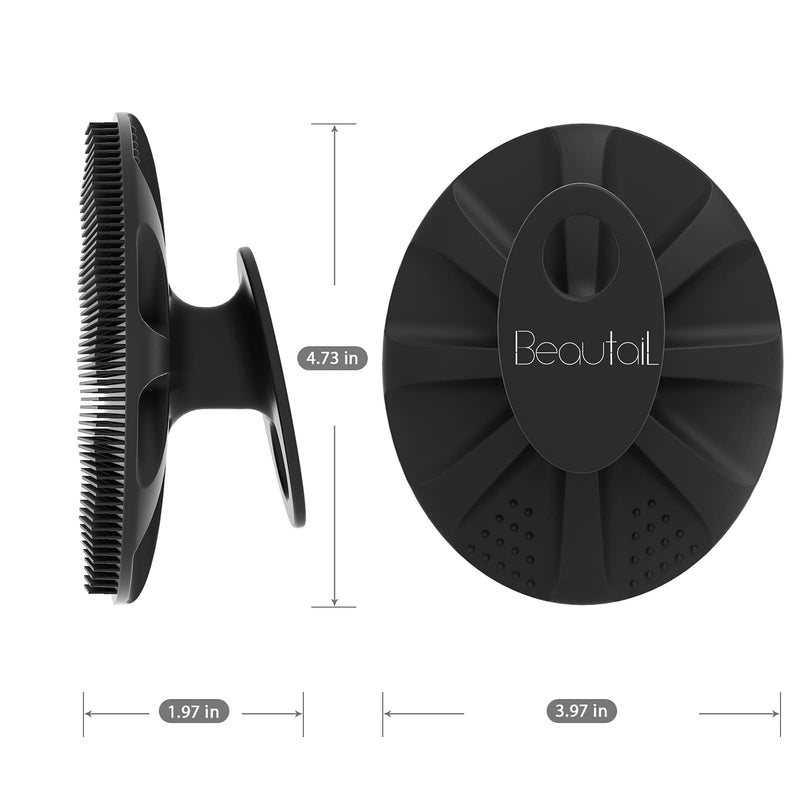 [Australia] - BEAUTAIL Silicone Body Scrubber Shower Bath Wash Brush Gentle Exfoliating Scrub Cleansing Loofah for Women Men Baby Sensitive Skin, Easy to Clean, Lather Nicely, More Hygienic, 1 Pack, Black 