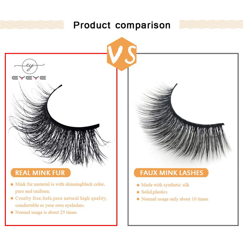 [Australia] - EYEYE Reusable Mink Eyelashes, 100% Hand Made Strips 6D Fluffy Lashes 100% Natural Siberian 3D Natural Layered Mink Fur Long Lashes Natural 20MM False Eyelashes with Tweezers (20MM-A) 20MM-A 