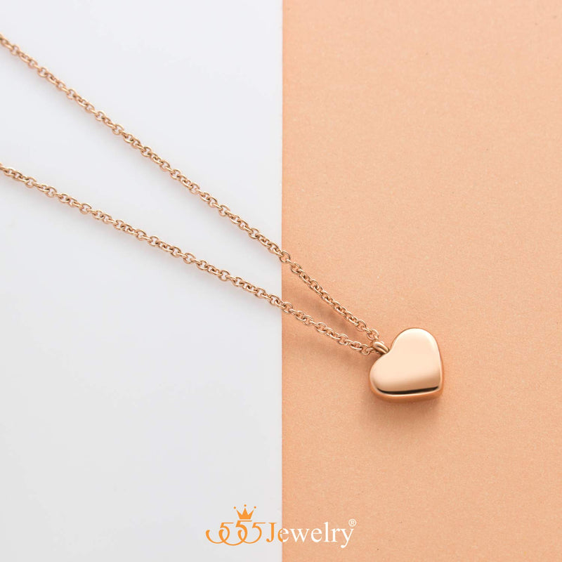 [Australia] - 555Jewelry Womens Stainless Steel Love Cute Heart Shape Dainty Pendant Necklace Pink Rose Gold 18.0 Inches 