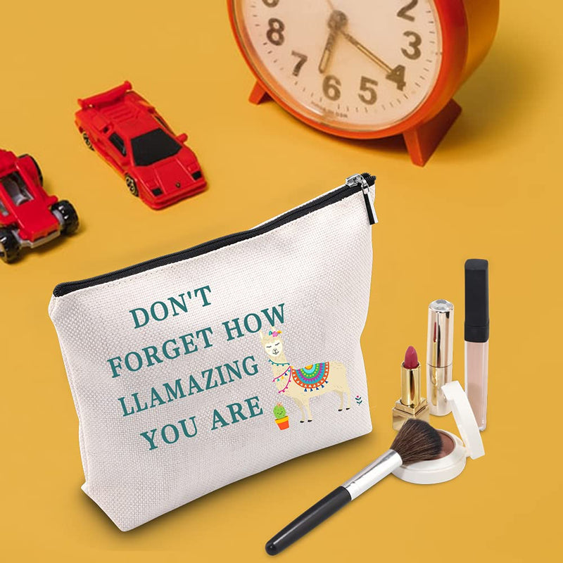 [Australia] - TSOTMO Llama Gift Never Forget How Llamazing You are Novelty Gift Alpaca Makeup Bag for Women Girls Cosmetic Bags Gifts Animal Lover Gift (LLAMAZING) 