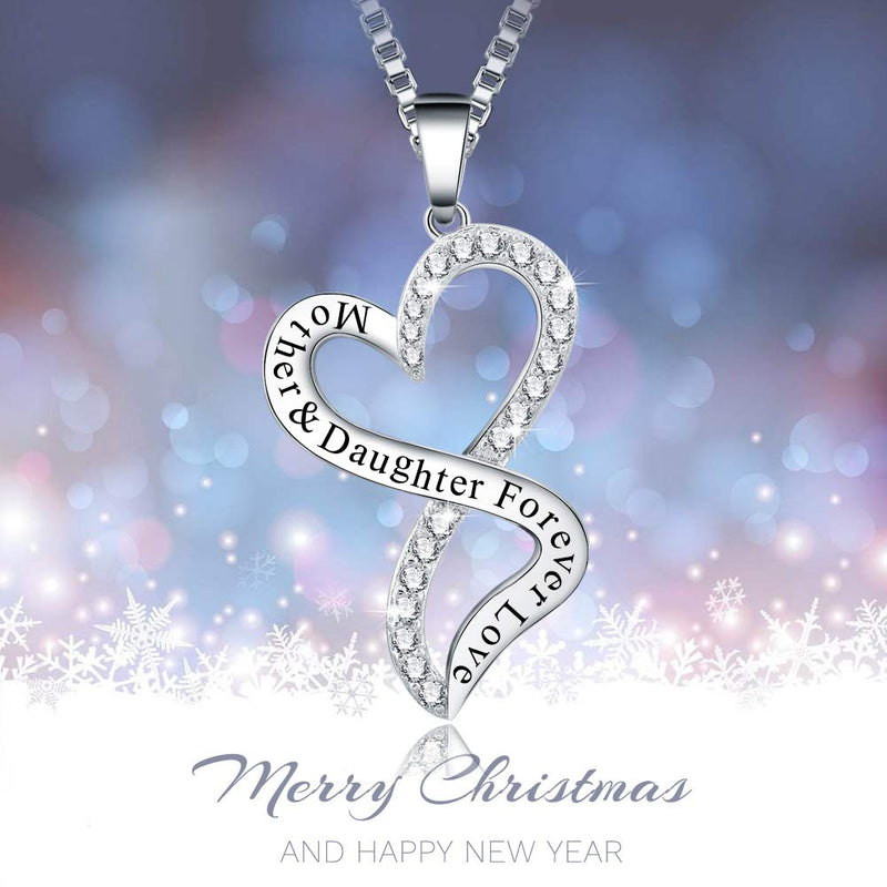 [Australia] - Ado Glo Christmas Mom Birthday Gift, Always My Mother Forever My Friend Love Heart Pendant Fashion Jewelry Necklace for Women, Anniversary Thanksgiving Xmas Present to Her, Wife, Aunt, Nana, Daughter 06_Mother & Daughter Forever Love 