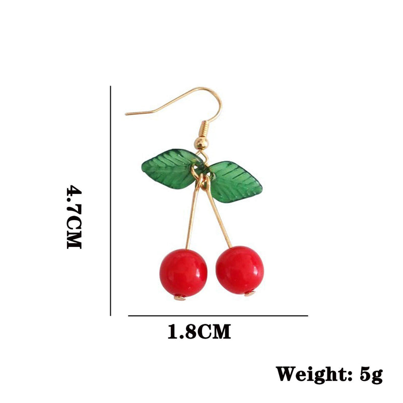 [Australia] - KENYG Women Fashion Jewelry Fruit Gold Dangle Earrings Red Cherry Ear Drop For Friends Fall Winter Ear Accessories 