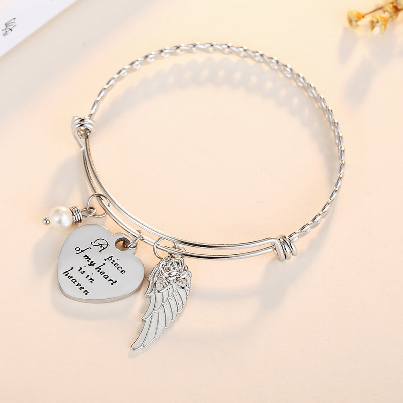 [Australia] - ELOI Memorial Necklace A Piece of My Heart is in Heaven Pendant Jewelry in Memory of Mom Dad Grandpa Baby Loss Memorial Gift Bracelet 