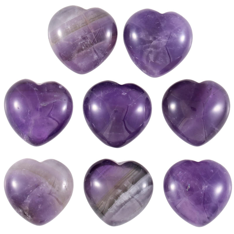 [Australia] - Nupuyai 5pcs Amethyst Crystal Heart Love Palm Worry Stone for Chakra Reiki Healing, Carved Stone for Home Decoration 2.5cm Purple/Amethyst 